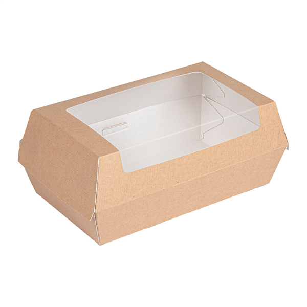 BOÎTES "LUNCH BOX" AVEC FENÊTRE THEPACK  22x13,5x9 CM NATUREL CARTON NANO-MICRO (300 UNITÉ)