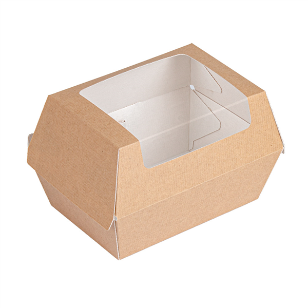 BOÎTES POUR FRITURE AVEC FENÊTRE THEPACK  14,5x10,5x9 CM NATUREL CARTON NANO-MICRO (500 UNITÉ)