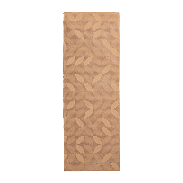 ÉTUIS POUR COUVERTS AVEC PRÉDÉCOUPE "LEAF" 50 + 10 PE G/M2 10x26 CM NATUREL KRAFT VERGÉ (500 UNITÉ)
