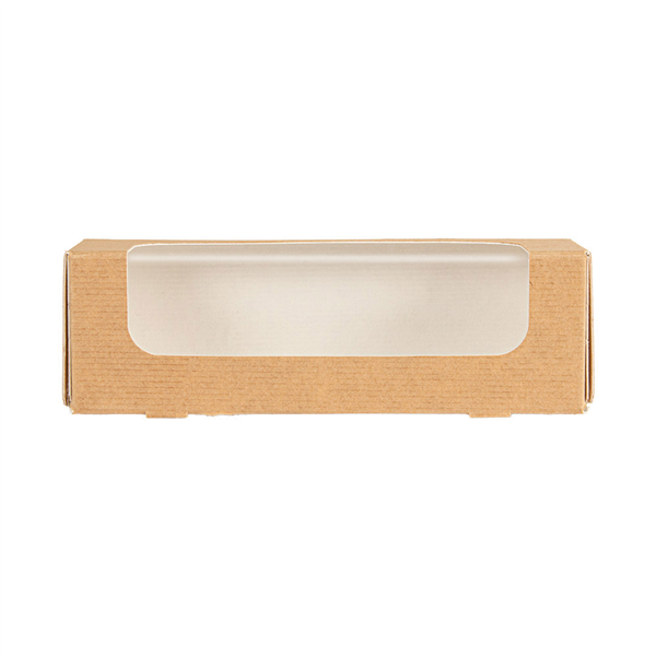 BOÎTES POUR MACARONS AVEC FENÊTRE THEPACK  16x5x5 CM NATUREL CARTON NANO-MICRO + OPP (400 UNITÉ)