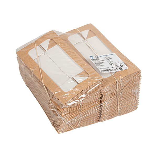 BOÎTES POUR MACARONS AVEC FENÊTRE THEPACK  19x5x5 CM NATUREL CARTON NANO-MICRO + OPP (400 UNITÉ)