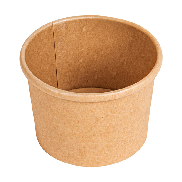 RÉCIPIENTS + COUVERCLES PP  240 ML - 8 oz 300 + 18 PE G/M2 Ø9/7,5x6 CM NATUREL KRAFT (250 UNITÉ)