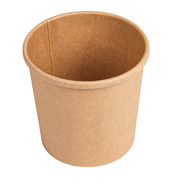 RÉCIPIENTS + COUVERCLES PP  360 ML - 12 oz 300 + 18 PE G/M2 Ø 9/7,3x8,6 CM NATUREL KRAFT (250 UNITÉ)