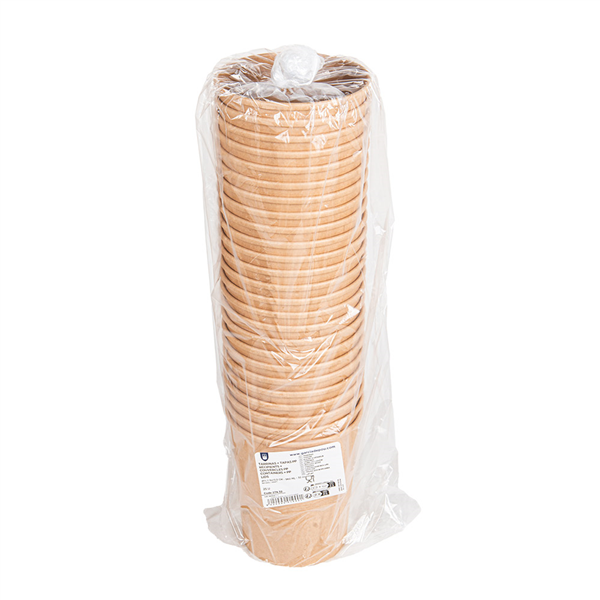 RÉCIPIENTS + COUVERCLES PP  960 ML - 32 oz 330 + 18 PE G/M2 Ø11,7/9x13,5 CM NATUREL KRAFT (250 UNITÉ)