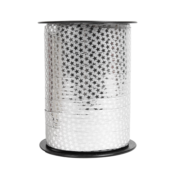 RUBAN "MIROIR STARS"  10 MMx225 M ARGENTE PP (1 UNITÉ)