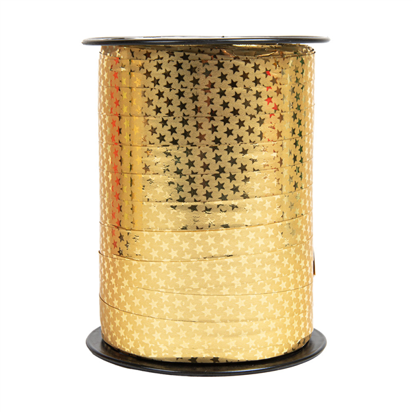 RUBAN "MIROIR STARS"  10 MMx225 M DORE PP (1 UNITÉ)