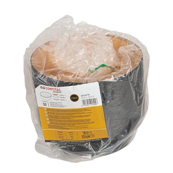 RÉCIPIENTS LAQUÉS  718 ML Ø 17,4/13,6x4,3 CM NOIR/OR ALUMINIUM (50 UNITÉ)