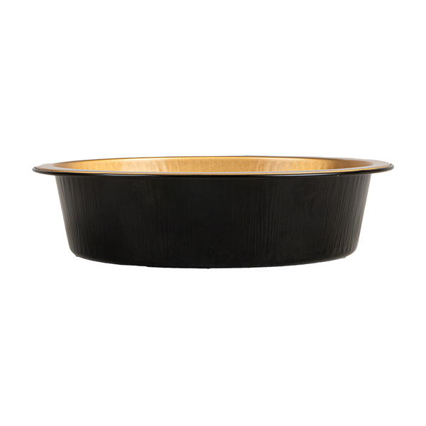 RÉCIPIENTS LAQUÉS  718 ML Ø 17,4/13,6x4,3 CM NOIR/OR ALUMINIUM (50 UNITÉ)