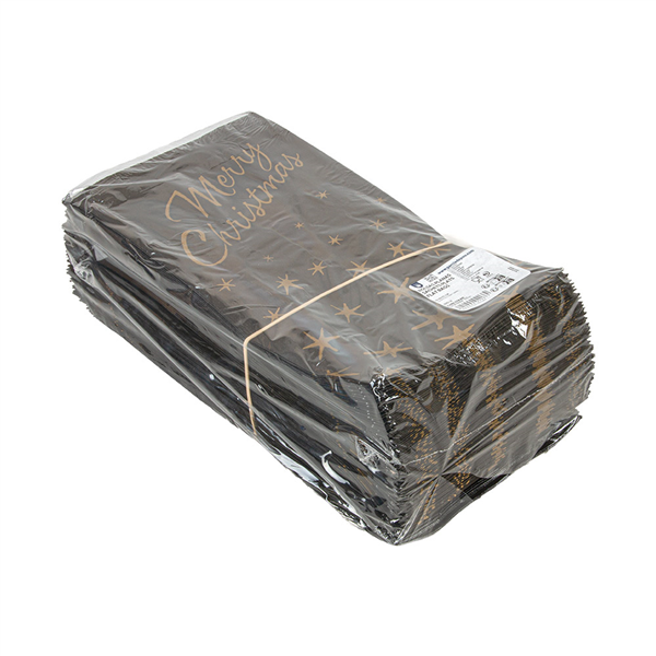 SACHETS PLATS "MERRY CHRISTMAS" 60 G/M2 19+8x35 CM NOIR/OR KRAFT VERGÉ (250 UNITÉ)
