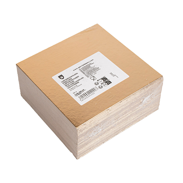 CARTONS PÂTISSERIE DEUX FACES  950 G/M2 17,5x17,5 CM OR/NOIR CARTON (50 UNITÉ)