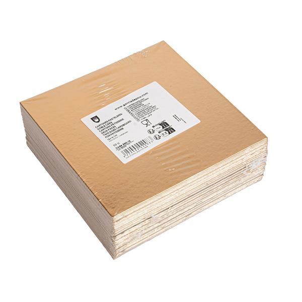 CARTONS PÂTISSERIE DEUX FACES  950 G/M2 19x19 CM OR/NOIR CARTON (50 UNITÉ)