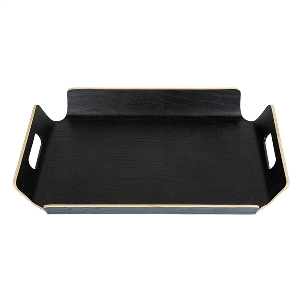 PLATEAU AVEC POIGNÉES WOOD  40x29,5x4,5 CM NOIR BOIS (1 UNITÉ)