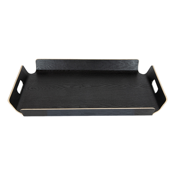 PLATEAU AVEC POIGNÉES WOOD  54,2x39x5 CM NOIR BOIS (1 UNITÉ)