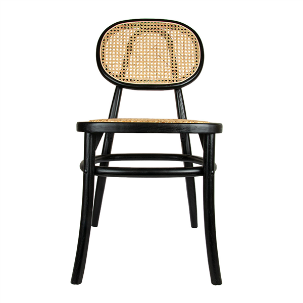 CHAISE SUPRA-TEK  43x49x77 CM NOIR/NATUREL BOIS ET ROTIN (2 UNITÉ)