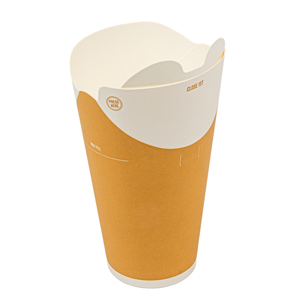 GOBELETS 1 PAROI FERMETURE PAPILLON  370 ML - 12,3 oz 300 + 18 PE G/M2 Ø9/5,8x17 CM BLANC CARTON (800 UNITÉ)