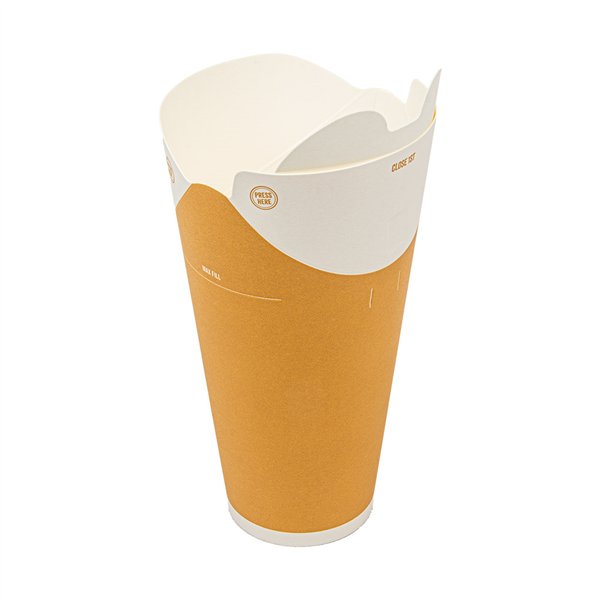 GOBELETS 1 PAROI FERMETURE PAPILLON  500 ML - 16,6 oz 320 + 18 PE G/M2 Ø9,7/5,8x19,7 CM BLANC CARTON (700 UNITÉ)