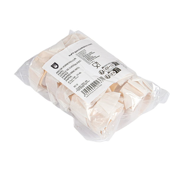ANNEAU DE CUISSON AVEC PAPIER SILICONÉ WOOD 55 ML Ø 5x3 CM NATUREL BOIS (100 UNITÉ)