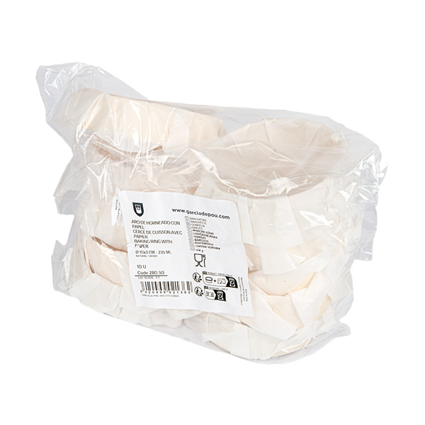 ANNEAU DE CUISSON AVEC PAPIER SILICONÉ WOOD 235 ML Ø 10x3 CM NATUREL BOIS (100 UNITÉ)