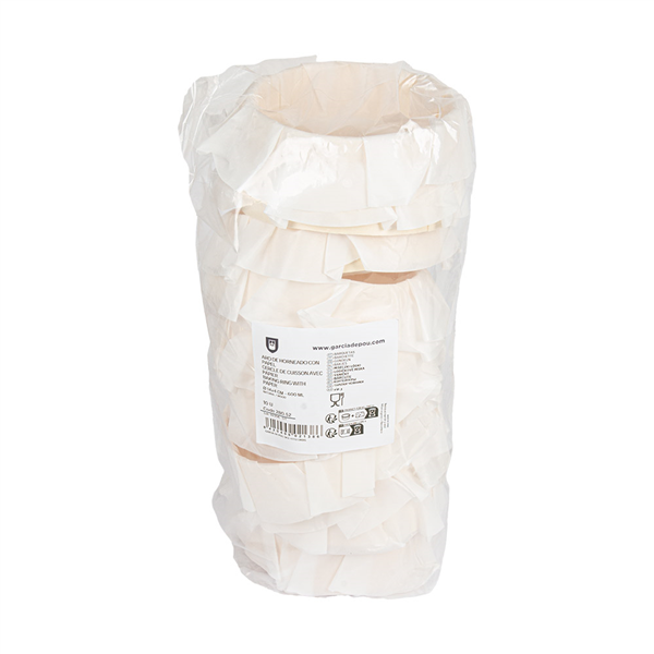 ANNEAU DE CUISSON AVEC PAPIER SILICONÉ WOOD 600 ML Ø 14x4 CM NATUREL BOIS (100 UNITÉ)