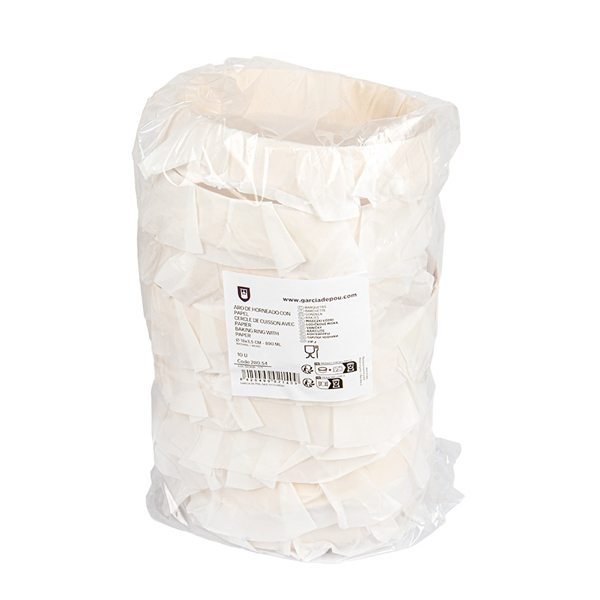 ANNEAU DE CUISSON AVEC PAPIER SILICONÉ WOOD 890 ML Ø 18x3,5 CM NATUREL BOIS (100 UNITÉ)
