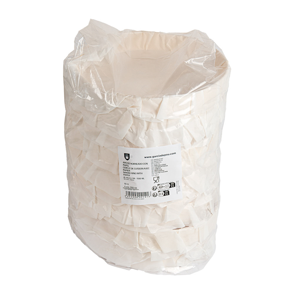 ANNEAU DE CUISSON AVEC PAPIER SILICONÉ WOOD 1580 ML Ø 24x3,5 CM NATUREL BOIS (100 UNITÉ)