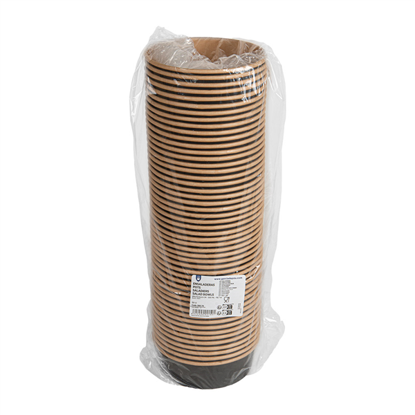 POTS SALADIERS  500 ML - 16,7 oz 300 + 18 PE G/M2 Ø15/12,8x4,5 CM NOIR KRAFT (300 UNITÉ)