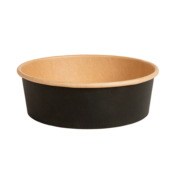 POTS SALADIERS  500 ML - 16,7 oz 300 + 18 PE G/M2 Ø15/12,8x4,5 CM NOIR KRAFT (300 UNITÉ)