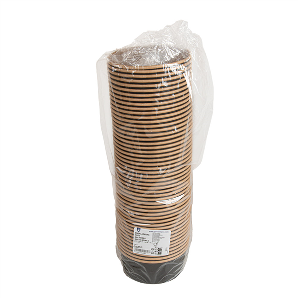 POTS SALADIERS  750 ML - 25 oz 300 + 18 PE G/M2 Ø 15/12,8x6 CM NOIR KRAFT (300 UNITÉ)