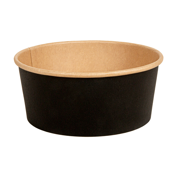 POTS SALADIERS  750 ML - 25 oz 300 + 18 PE G/M2 Ø 15/12,8x6 CM NOIR KRAFT (300 UNITÉ)
