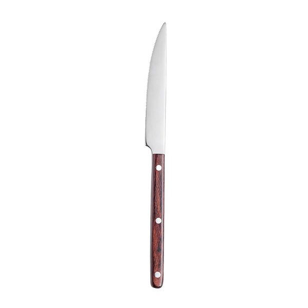 COUTEAUX À VIANDE - MANCHE EN BOIS ARTINOX "DAKOTA"  23,5 CM ARGENTE INOX (12 UNITÉ)