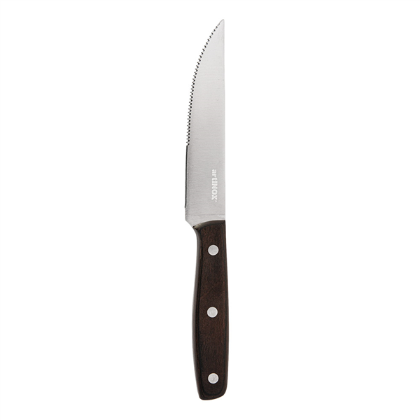 COUTEAUX À VIANDE - MANCHE EN BOIS ARTINOX "PROVENZA"  23 CM ARGENTE INOX (12 UNITÉ)