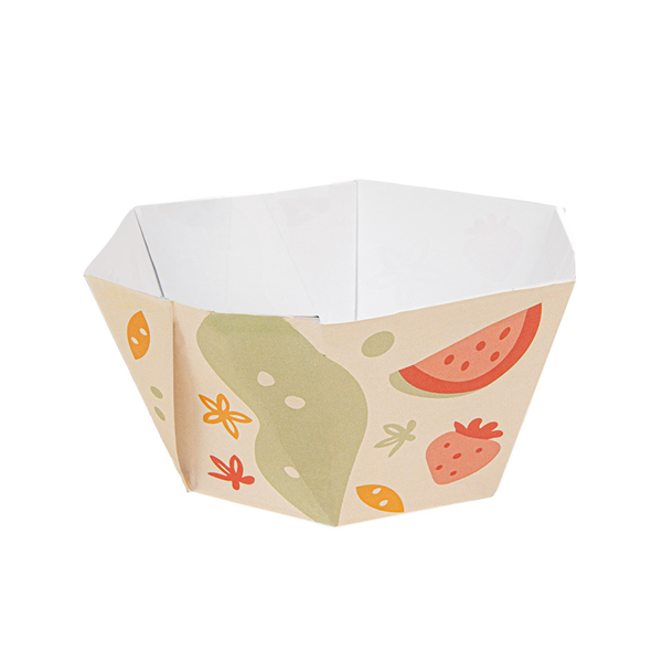 POTS À GLACE HEXAGONAUX THEPACK "FRUITS" 300 ML Ø11/8x5,5 CM BLANC CARTON NANO-MICRO + PP (2000 UNITÉ)