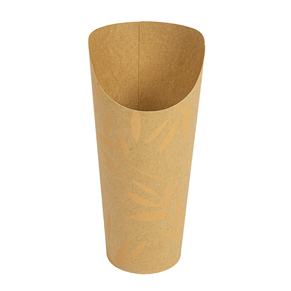 GOBELETS A FRITES OUVERTS FEEL GREEN 22 OZ - 660 ML 250 + 20PE G/M2 Ø8,5x18 CM MARRON CARTON (1000 UNITÉ)