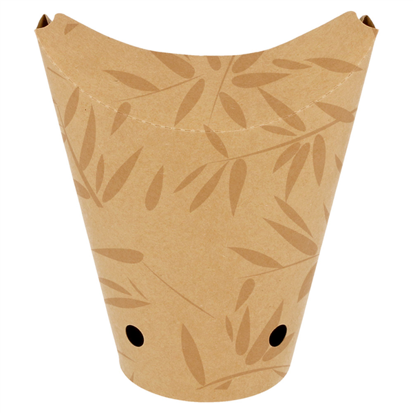 GOBELETS À FRITES AVEC FERMETURE FEEL GREEN 22 OZ - 660 ML 200 + 25PE G/M2 8,5x18 CM MARRON CARTON (1000 UNITÉ)