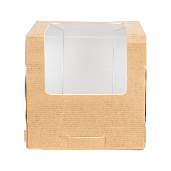 BOÎTES COOKIES AVEC FENÊTRE THEPACK  10x10x11 CM NATUREL CARTON NANO-MICRO + OPP (500 UNITÉ)