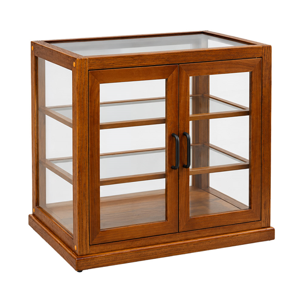 PRÉSENTOIR POUR BUFFET 3 ÉTAGES   63,5x43x58 CM BOIS + VERRE (1 UNITÉ)