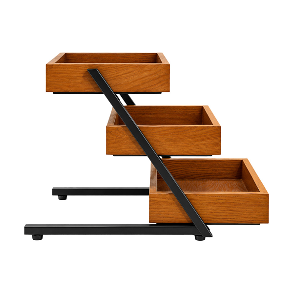 SUPPORT POUR PLATEAUX 3 NIVEAUX   42x51,5x39,4 CM BOIS + FER (1 UNITÉ)