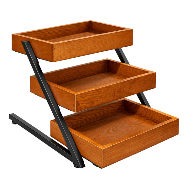 SUPPORT POUR PLATEAUX 3 NIVEAUX   42x51,5x39,4 CM BOIS + FER (1 UNITÉ)