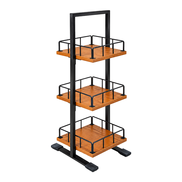 SUPPORT POUR PLATEAUX 3 NIVEAUX   30,5x30,5x79 CM BOIS + FER (1 UNITÉ)