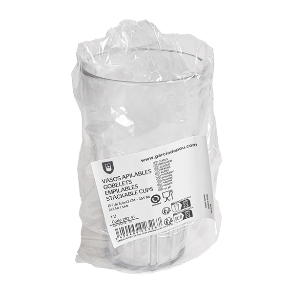 GOBELETS EMPILABLES BPA FREE 373 ML Ø 7,6/5,6x13 CM TRANSPARENT SAN (72 UNITÉ)