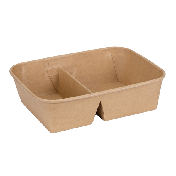 CONTENEURS AVEC COMPARTIMENTS  1000 ML 300 + 20 PE G/M2 18,5x14,3x5,5 CM NATUREL KRAFT (300 UNITÉ)