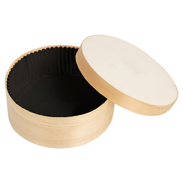 MINI BOÎTES RONDES COUVERCLE+ CAPSULE WOOD 500 ML Ø 13x5 CM NATUREL/NOIR BOIS (100 UNITÉ)