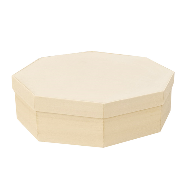 BOÎTES HEXAGONALES COUVERCLE + CAPSULE WOOD 750 ML 18x18x4,5 CM NATUREL BOIS (100 UNITÉ)
