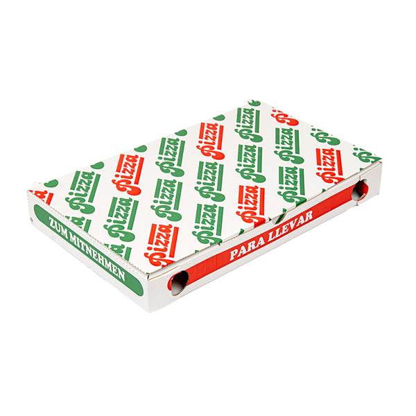 BOÎTES À PIZZA RECTANGULAIRES  330 G/M2 38x23x5 CM BLANC CARTON MICROCANAL (100 UNITÉ)