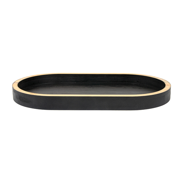 PLATEAU OVALE BAMBOO  30x17x2,5 CM NOIR BAMBOU (1 UNITÉ)