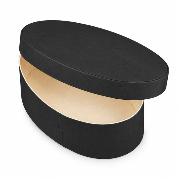 BOÎTE OVALE AVEC COUVERCLE WOOD  20x14,6x9 CM NOIR BOIS (20 UNITÉ)