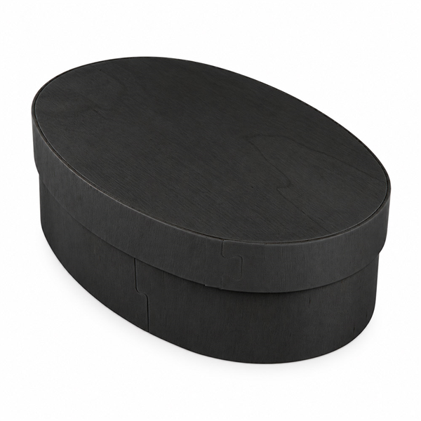 BOÎTE OVALE AVEC COUVERCLE WOOD  20x14,6x9 CM NOIR BOIS (20 UNITÉ)