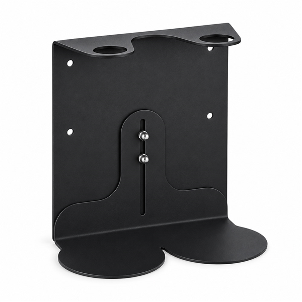 SUPPORT DEUX BOUTEILLES DISTRIBUTRICES  500 ML 16,x8,4x12/18 CM NOIR INOX (1 UNITÉ)