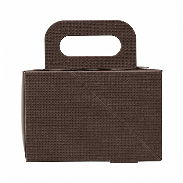 BOÎTES AVEC ANSES PÂTISSERIE THEPACK  12x12x8 CM CHOCOLAT CARTON NANO-MICRO (50 UNITÉ)