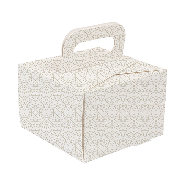 BOÎTES AVEC ANSES PÂTISSERIE THEPACK "DECO"  12x12x8 CM BLANC CARTON NANO-MICRO (50 UNITÉ)